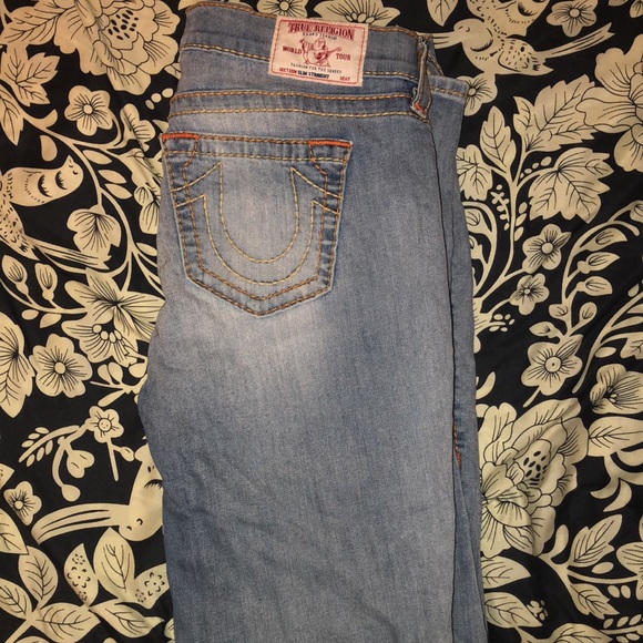 TRUE RELIGION. Y2K x It GIRL. THICK STITCHING. SLIM STRAIGHT JEANS. Size 33 - Picture 2 of 4